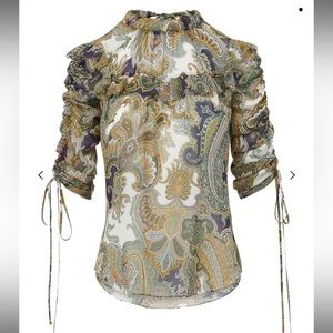 NWT VERONICA BEARD HOWELL BLOUSE ARMY MULTI